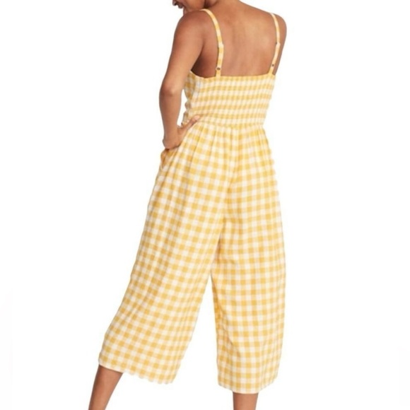 Old Navy Cropped Yellow Gingham Linen Jumpsuit - Picture 5 of 5